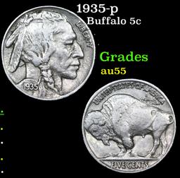 1935-p Buffalo Nickel 5c Grades Choice AU