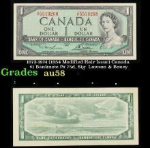1973-1974 (1954 Modified Hair Issue) Canada $1 Banknote P# 75d, Sig. Lawson & Bouey Grades Choice AU