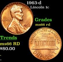 1963-d Lincoln Cent 1c Grades GEM+ Unc RD