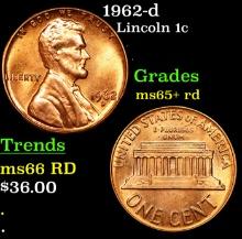 1962-d Lincoln Cent 1c Grades Gem+ Unc RD