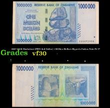 2007-2008 Zimbabwe (ZWR 3rd Dollar) 1 Million Dollars Hyperinflation Note P# 77 Grades vf++