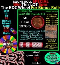 1-10 FREE BU RED Penny rolls with win of this 1976-p SOLID RED BU Lincoln 1c roll incredibly FUN whe
