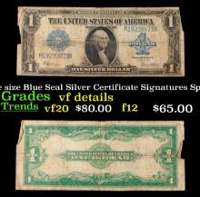 1923 $1 large size Blue Seal Silver Certificate Grades vf details Signatures Speelman/White