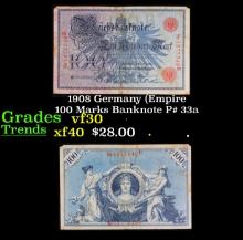 1908 Germany (Empire) 100 Marks Banknote P# 33a vf++