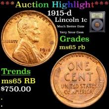 ***Auction Highlight*** 1915-d Lincoln Cent 1c Graded GEM Unc RB By USCG (fc)