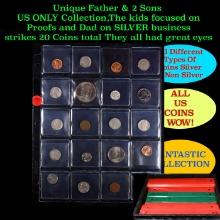 Unique Father & 2 Sons US ONLY Collection,The kids focused on Proofs and Dad on SILVER business stri