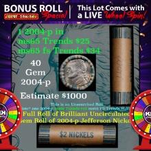 1-5 FREE BU Jefferson rolls with win of this 2004-p Peace solid BU Jefferson 5c $2 Nickel roll & get