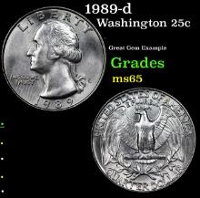 1989-d Washington Quarter 25c Grades GEM Unc