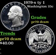 Proof 1979-s ty 1 Washington Quarter 25c Grades GEM++ Proof Deep Cameo