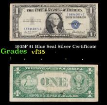 1935F $1 Blue Seal Silver Certificate Grades vf++