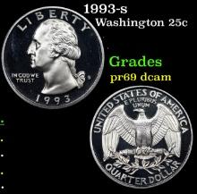 Proof 1993-s Washington Quarter 25c Grades GEM++ Proof Deep Cameo