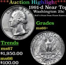 ***Auction Highlight*** 1991-d Washington Quarter Near Top Pop! 25c Graded ms66+ BY SEGS (fc)