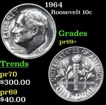 Proof 1964 Roosevelt Dime 10c Grades GEM++ Proof