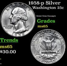 1958-p Washington Quarter Silver 25c Grades GEM Unc