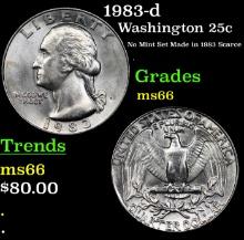 1983-d Washington Quarter 25c Grades GEM+ Unc