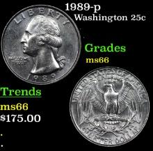 1989-p Washington Quarter 25c Grades GEM+ Unc