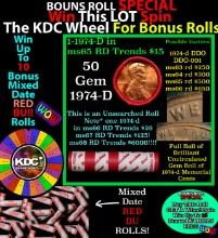 CRAZY Penny Wheel Buy THIS 1974-d solid Red BU Lincoln 1c roll & get 1-10 BU Red rolls FREE WOW Grad