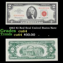 1963 $2 Red Seal United States Note Grades Choice CU