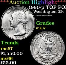 ***Auction Highlight*** 1990-p Washington Quarter TOP POP! 25c Graded ms67 By SEGS (fc)