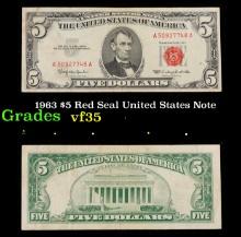 1963 $5 Red Seal United States Note Grades vf++