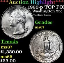 ***Auction Highlight*** 1990-p Washington Quarter TOP POP! 25c Graded ms67 By SEGS (fc)