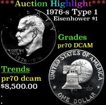 Proof ***Auction Highlight*** 1976-s Type 1 Eisenhower Dollar $1 Graded pr70 DCAM BY SEGS (fc)