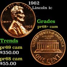 Proof 1962 Lincoln Cent 1c Grades GEM++ Proof Cameo