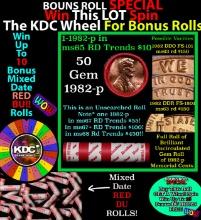 1-10 FREE BU RED Penny rolls with win of this 1982-p SOLID RED BU Lincoln 1c roll incredibly FUN whe