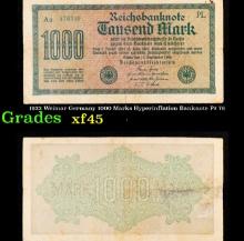1922 Weimar Germany 1000 Marks Hyperinflation Banknote P# 76 Grades xf+