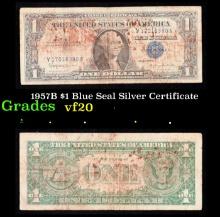 1957B $1 Blue Seal Silver Certificate Grades vf, very fine