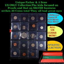 Unique Father & 2 Sons US ONLY Collection,The kids focused on Proofs and Dad on SILVER business stri