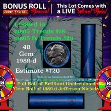 1-5 FREE BU Nickel rolls with win of this 1989-d SOLID BU Jefferson 5c roll incredibly FUN wheel
