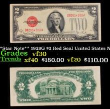 **Star Note** 1928G $2 Red Seal United States Note Grades vf++