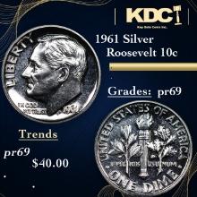 Proof 1961 Roosevelt Dime Silver 10c Grades GEM++ Proof