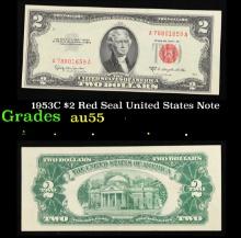 1953C $2 Red Seal United States Note Grades Choice AU