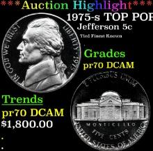 Proof ***Auction Highlight*** 1975-s Jefferson Nickel TOP POP! 5c Graded pr69 dcam BY SEGS (fc)