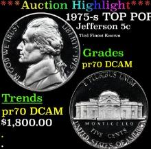 Proof ***Auction Highlight*** 1975-s Jefferson Nickel TOP POP! 5c Graded pr69 dcam BY SEGS (fc)