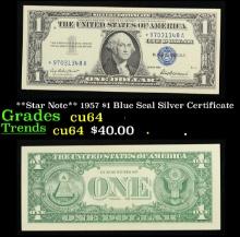 **Star Note** 1957 $1 Blue Seal Silver Certificate Grades Choice CU