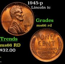 1945-p Lincoln Cent 1c Grades GEM+ Unc RD