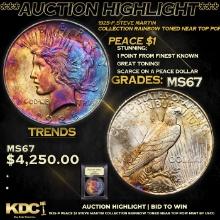 ***Auction Highlight*** 1925-p Peace Dollar Steve Martin Collection Rainbow Toned Near Top Pop! $1 G