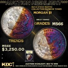 ***Auction Highlight*** 1921-s Morgan Dollar Steve Martin Collection Rainbow Toned $1 Graded GEM+ Un
