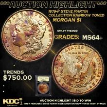 ***Auction Highlight*** 1879-p Morgan Dollar Steve Martin Collection Rainbow Toned $1 Graded Choice+