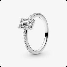Zircon Silver Women's Engagement Ring - Size 9 - 925 Sterling Silver