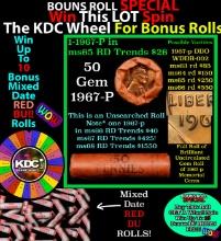 INSANITY The CRAZY Penny Wheel 1000s won so far, WIN this 1967-p BU RED roll get 1-10 FREE