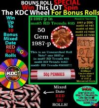 INSANITY The CRAZY Penny Wheel 1000s won so far, WIN this 1987-p BU RED roll get 1-10 FREE