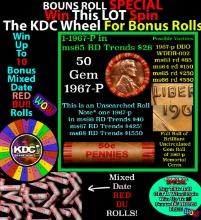 CRAZY Penny Wheel Buy THIS 1967-p solid Red BU Lincoln 1c roll & get 1-10 BU Red rolls FREE WOW