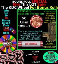 1-10 FREE BU RED Penny rolls with win of this 1999-d SOLID RED BU Lincoln 1c roll incredibly FUN whe