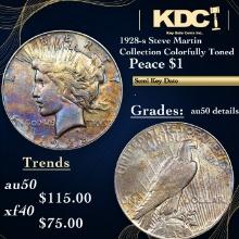 1928-s Peace Dollar Steve Martin Collection Colorfully Toned $1 Grades AU Details