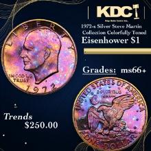 Proof 1972-s Silver Eisenhower Dollar Steve Martin Collection Colorfully Toned  $1 Graded GEM++ Proo
