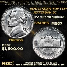 ***Auction Highlight*** 1970-s Jefferson Nickel Near Top Pop! 5c Graded ms67 By SEGS (fc)